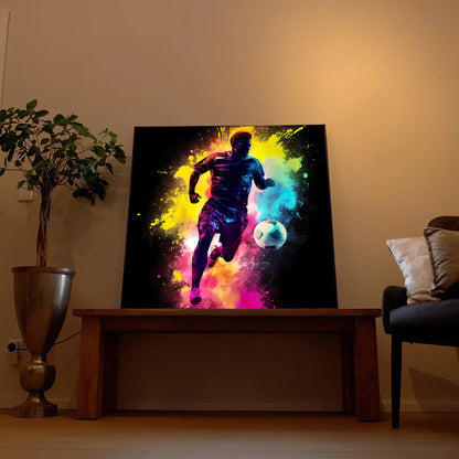 Fußball Spieler Bunt - LED Wandbild - Licht Held